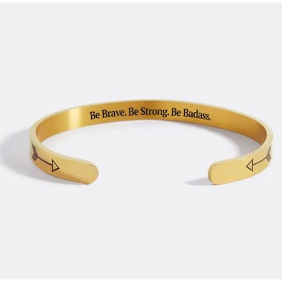 RETAIL $80 MINT & LILLY Be Brave. Be Strong. Be Badass. Cuff Bracelet*18K plated - Picture 1 of 2